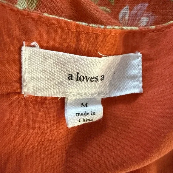 A Loves A Linen Blend Long Sleeve Floral Tapestry Maxi Dress Tie Waist Medium - Picture 6 of 9